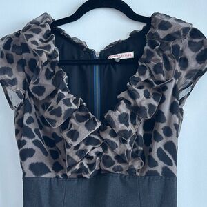 Rebecca Taylor Black and Leopard Dress